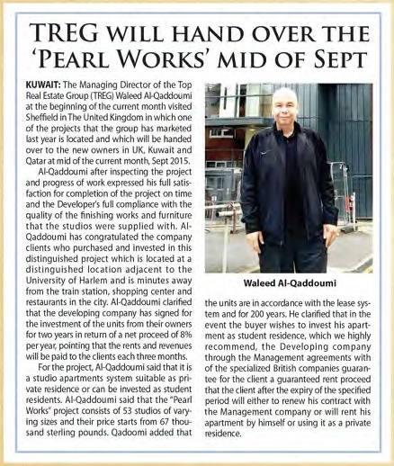 Clipping from Kuwait Times, 6 September 2015